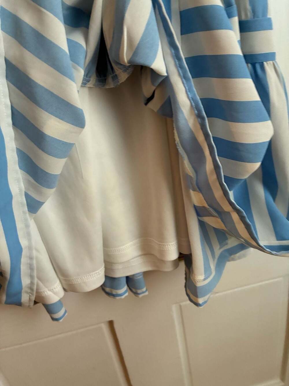 Entro Blue and White Striped Sleeveless Tiered Midi Dress - Picture 4 of 4